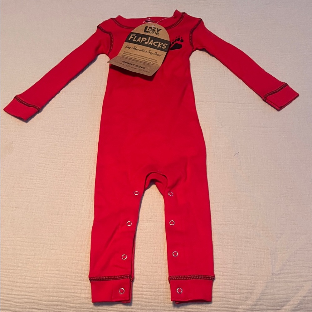 Lazy One Bright Red Kids Footie Pajama